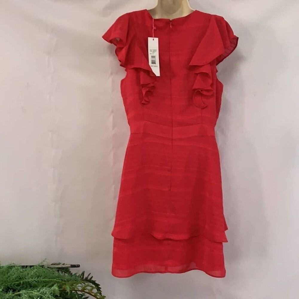 NWT PARKER RUFFLE V NECK HIBISCUS MINI DRESS SZ M‎ - Picture 4 of 8